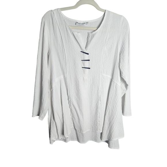 Habitat Tops - Habitat gauzy Tunic Top sz S button accent Lagenlook artsy beachy boho flowy
